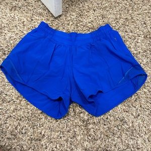 Blue Lululemon Hotty Hot 4in shorts